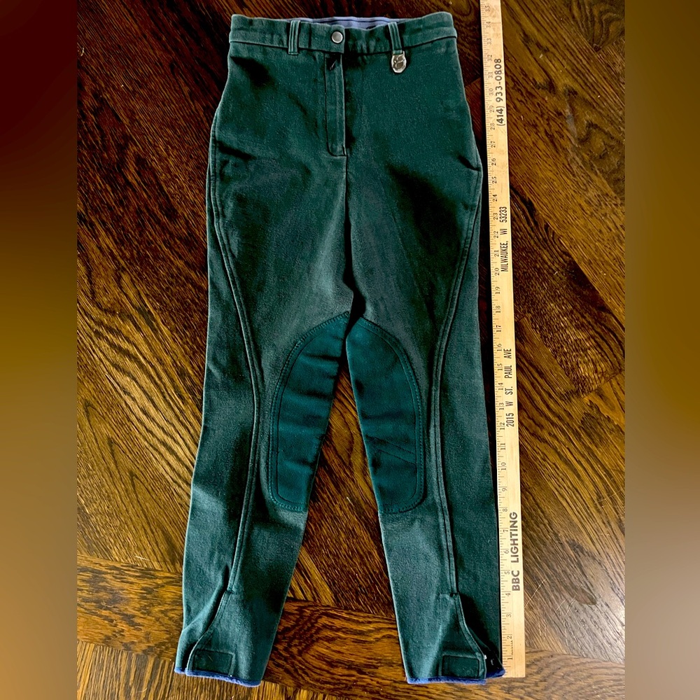 Green kids large breeches riding pants Equilibre horse
